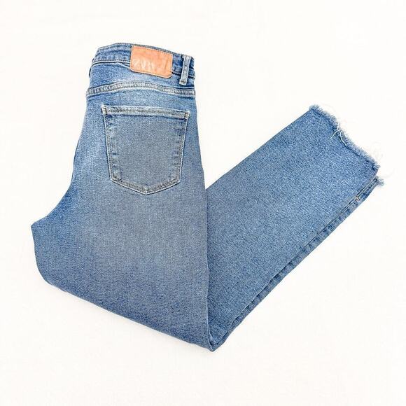 Zara Vintage Wash Bootcut Denim Jeans Split Raw Hem Size 8 - Picture 7 of 7